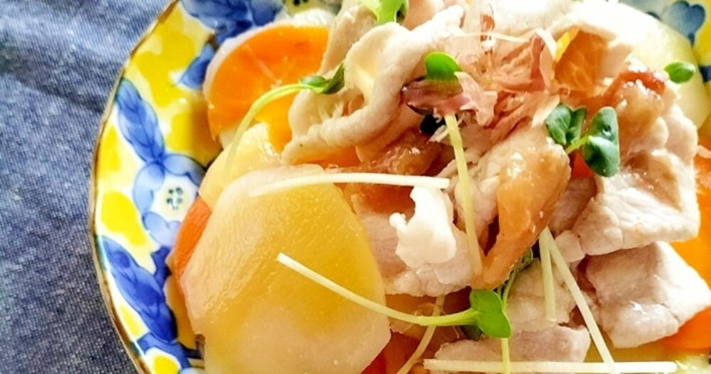 優秀レシピ(2)時短調理!ひらひらじゃがいもと豚肉の梅昆布煮